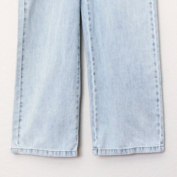 NEW Lov Mor Light Blue Wash Denim Wide Leg Jumpsuit S Cotton Blend High Waist - Picture 11 of 14